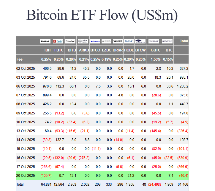 Bitcoin ETF outflows