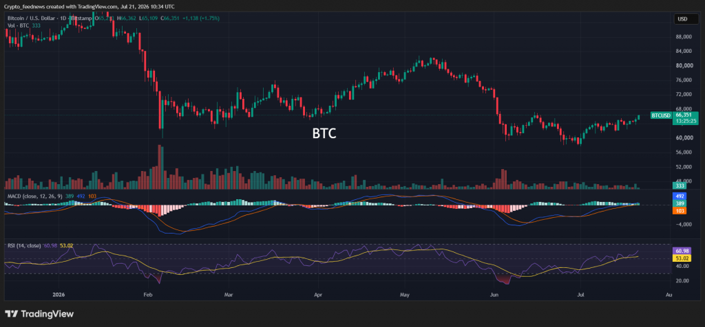 Bitcoin recovers above $66K