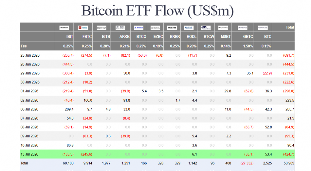 Bitcoin ETF outflows