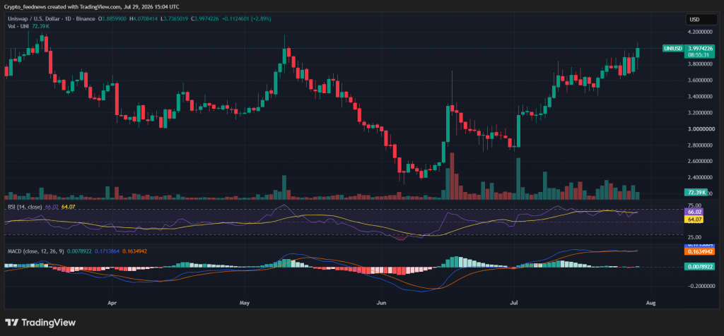 Uniswap price rebound