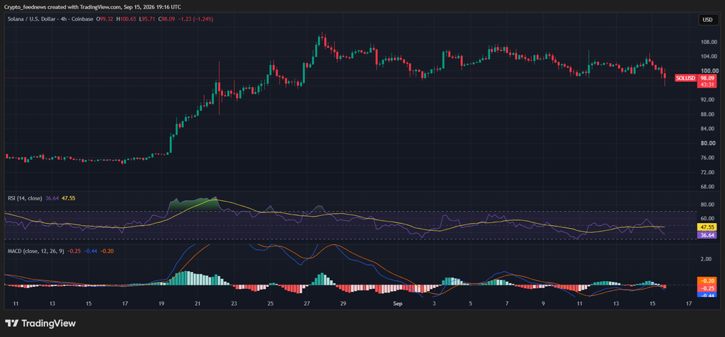 Solana price holds $100

