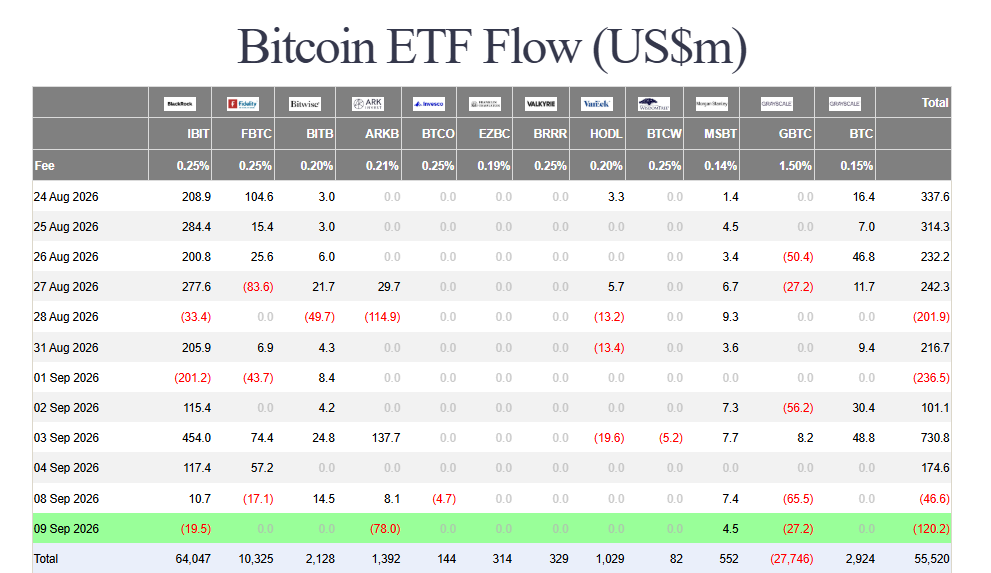 Bitcoin ETF outflows