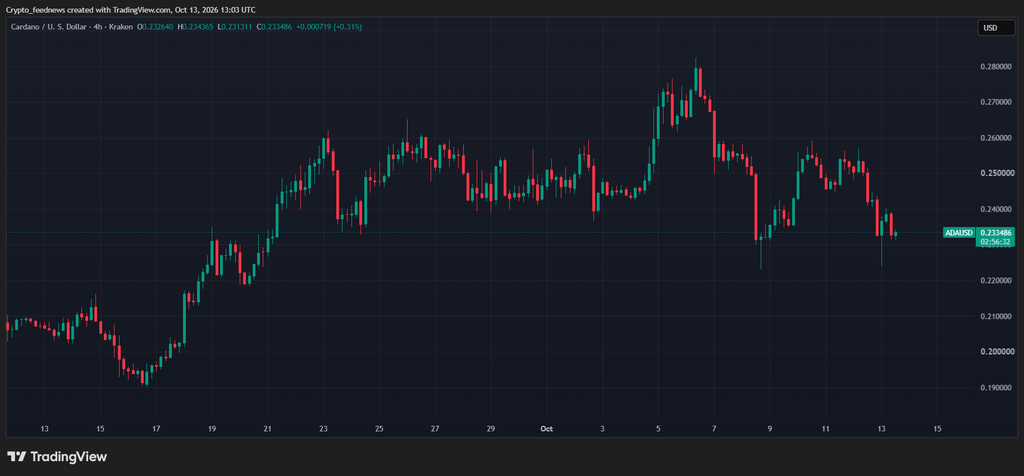 Cardano price falls
